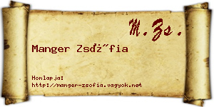 Manger Zsófia névjegykártya